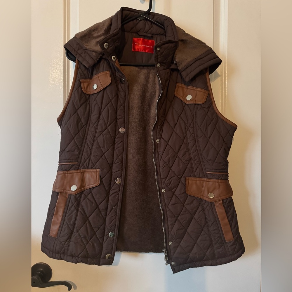 Brown hooded vest